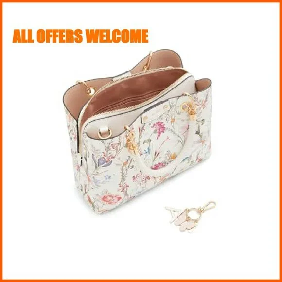Large Satchel Bag with 3 Compartments, Zipped Pocket, Adjustable Strap